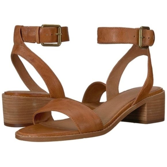Frye Cindy Cognac Leather Casual Heel Ankle Sandal - Picture 5 of 11